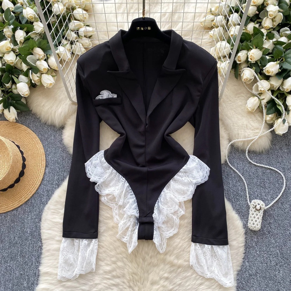 Winter Clothing Korea - Hotsweet Turn-down Collar Elegant Long Sleeves