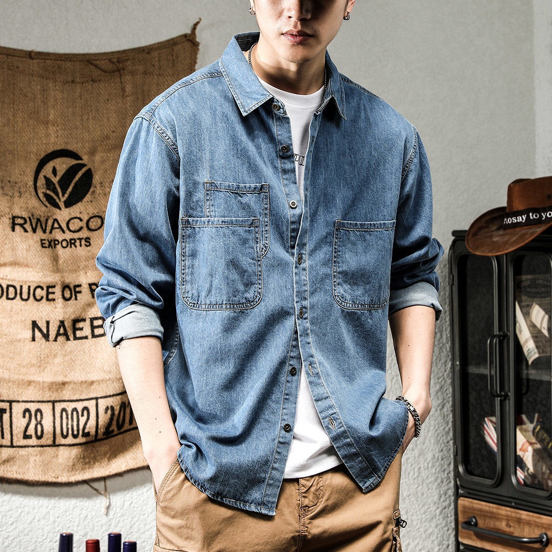 Winter Clothing Essentials - Spring Ruffian Handsome Denim Tooling Long-sleeved