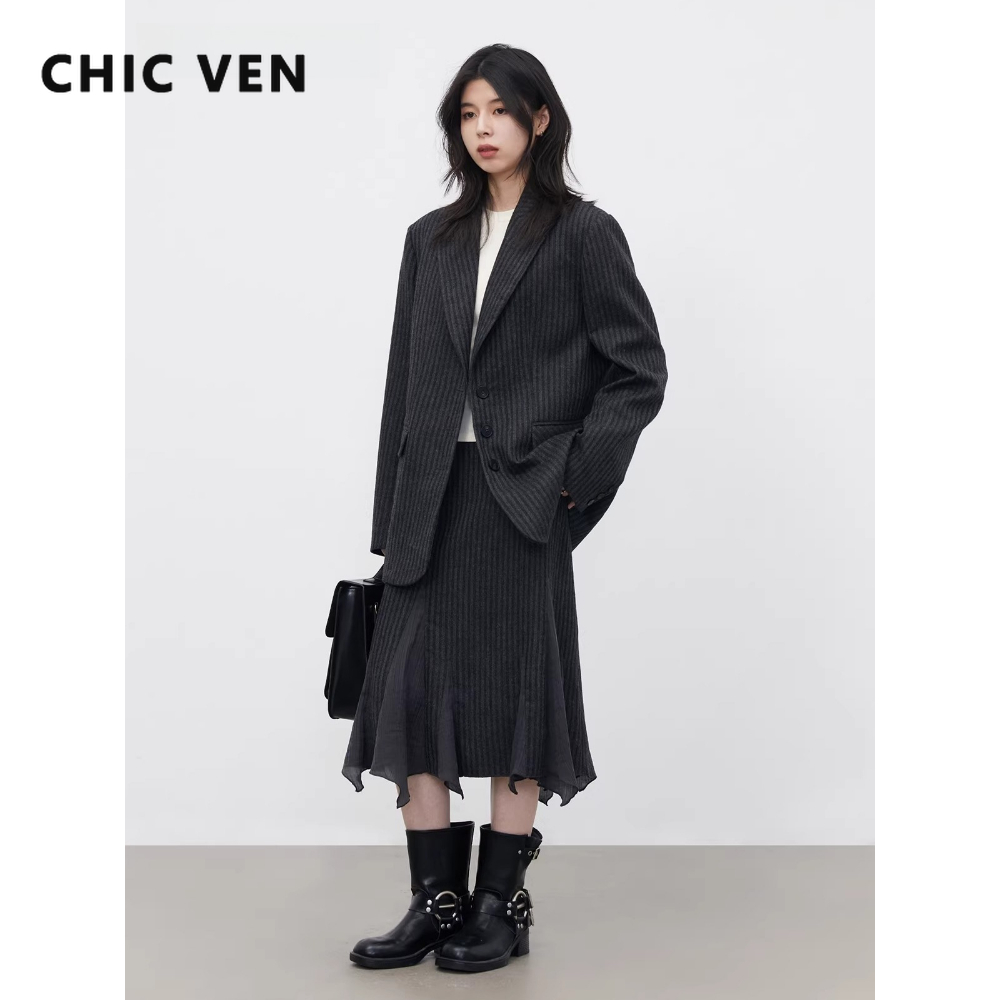 Wool Blend Coat - CHIC VEN Fashion Women Woolen Blazer