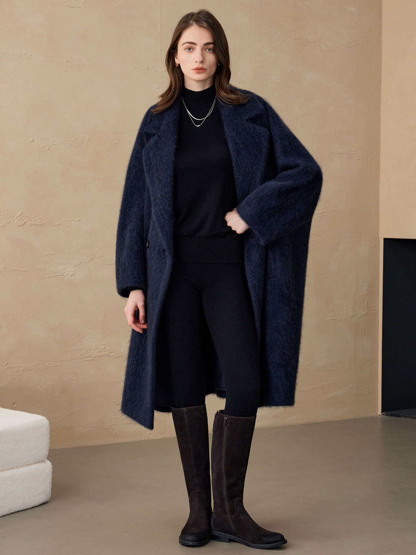 Wool Blend Coat - Allingentle Women's Blazer Woolen Fashion Long