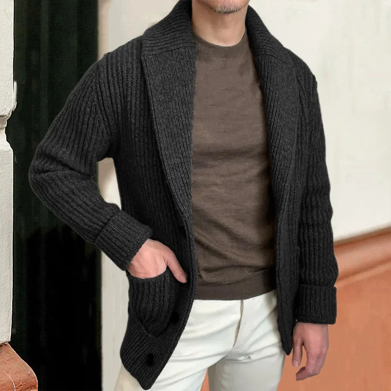 Men's Sweaters Cardigan Lapel  - огляд і ціна Wool Blend Coat