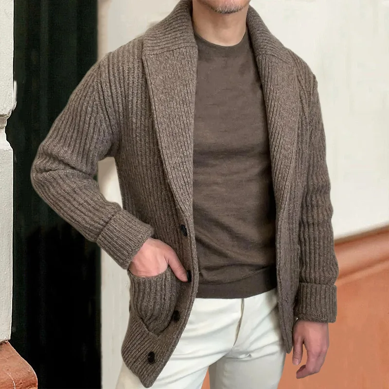 Men's Sweaters Cardigan Lapel  - огляд і ціна Wool Blend Coat