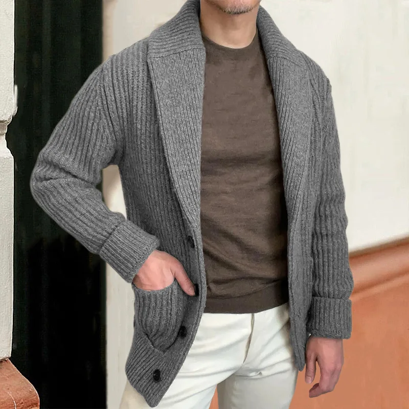Men's Sweaters Cardigan Lapel  - огляд і ціна Wool Blend Coat
