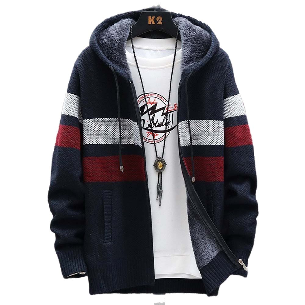 Men's Striped Sweater Coat Thi - огляд і ціна Wool Blend Coat