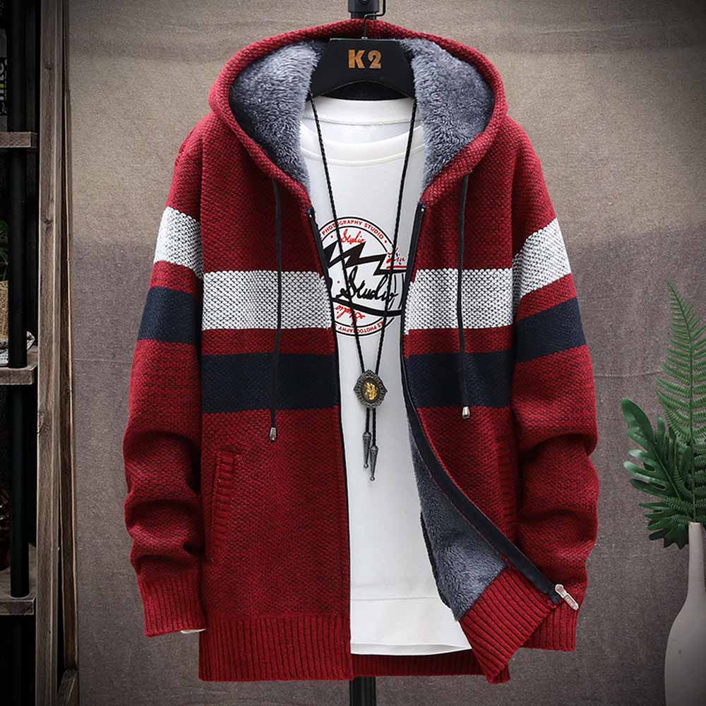 Men's Striped Sweater Coat Thi - огляд і ціна Wool Blend Coat