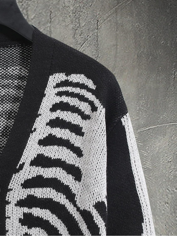 Men's Skeleton Pattern Cardiga - огляд і ціна Wool Blend Coat