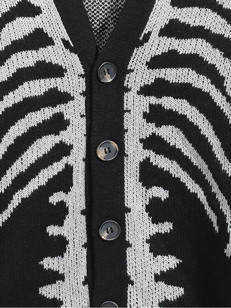 Men's Skeleton Pattern Cardiga - огляд і ціна Wool Blend Coat