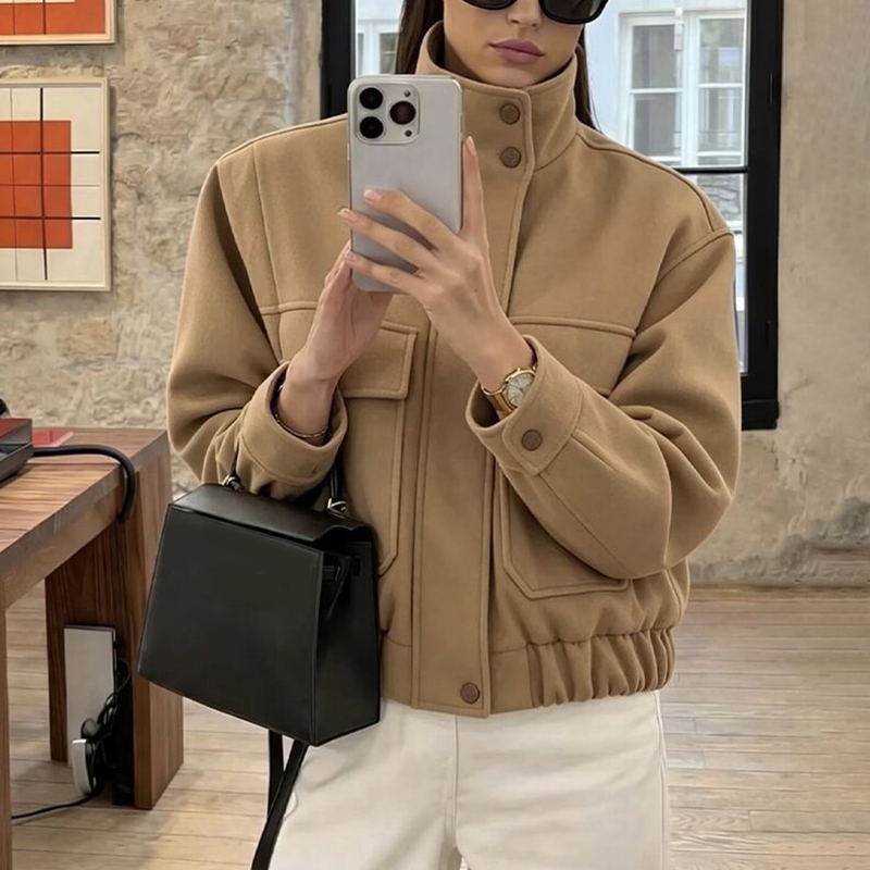Women Stand Collar Wool Blend  - огляд і ціна Wool Blend Coat