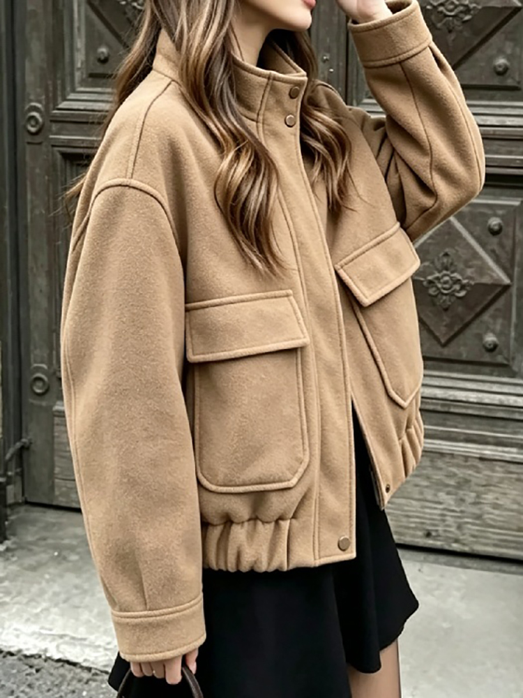 Women Stand Collar Wool Blend  - огляд і ціна Wool Blend Coat