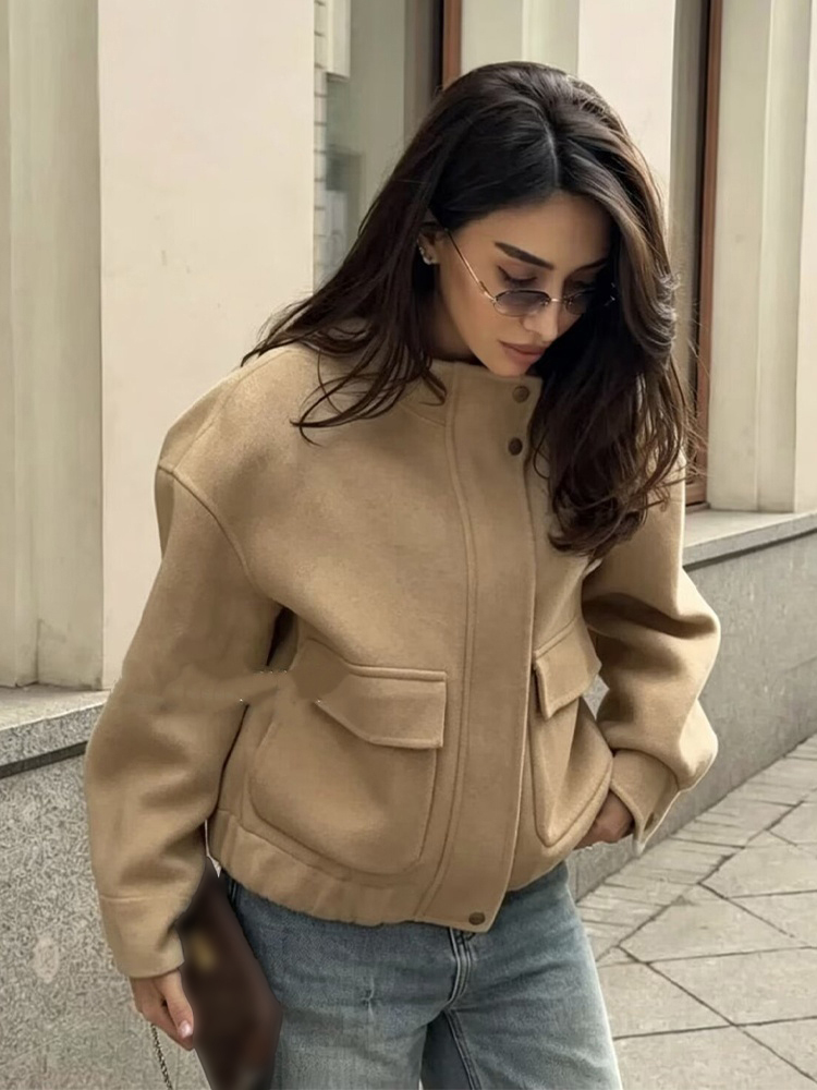 Women Stand Collar Wool Blend  - огляд і ціна Wool Blend Coat