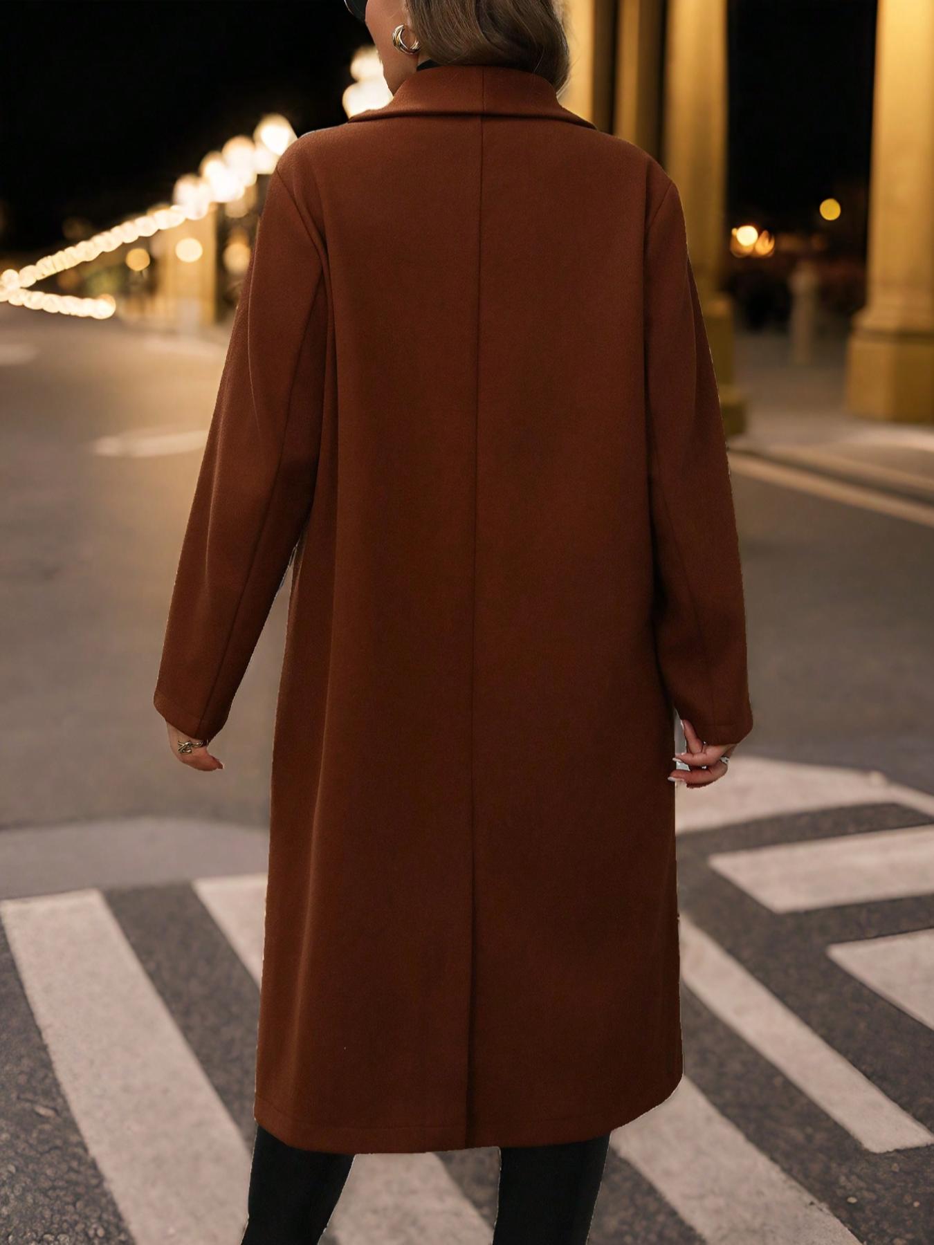 Caramel Brown Mid-Length Lapel - огляд і ціна Wool Blend Coat